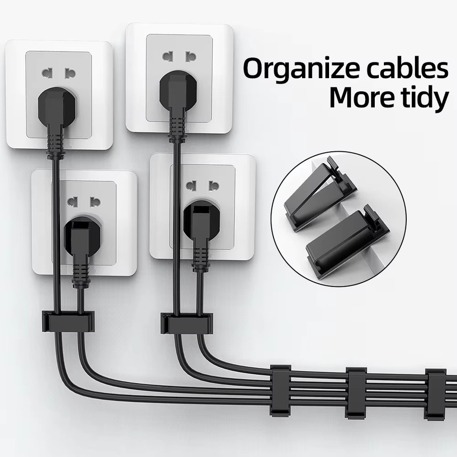 50 Stück selbstklebende Kabelmanagement-Clips als Kabel-Organizer und Kabelhalter für Ethernet/LAN-Kabel in Schwarz und Transparent - Bild 5