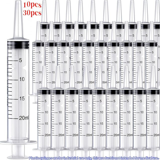 Flüssigkeitsmessspritze aus transparentem Kunststoff mit 20 ml Volumen für Harz, Bastelarbeiten, Labore oder Tierfütterung - Bild 1
