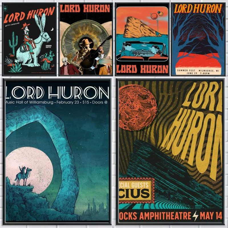 L-Lord H-Huron Band-Poster-Aufkleber in Schwarz und Mehrfarbig, modernes HD-Gemälde als selbstklebende Wanddekoration für dein Zuhause, Rechteckig, B: 20 cm, H: 15 cm, T: 15 cm - Bild 1