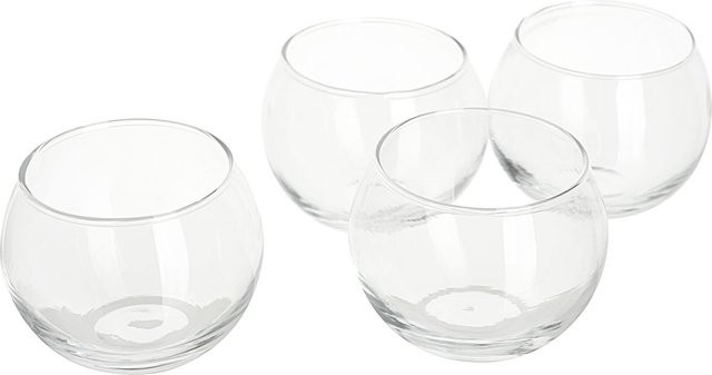 VBS Teelichtglas Bowl transparent in kugeliger Form, 4 Stück, Durchmesser: 6,7 cm - Bild 1