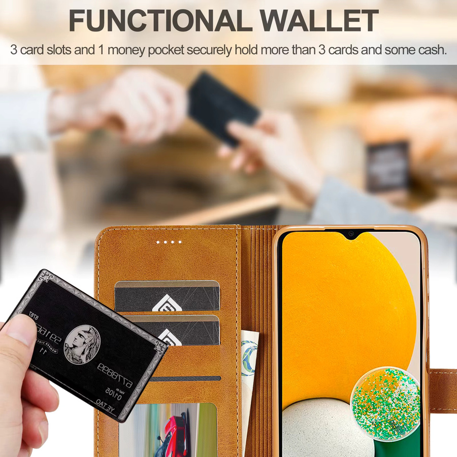 Leder Flip Case Wallet Cover für Samsung Galaxy A-Serie in Braun - Bild 4