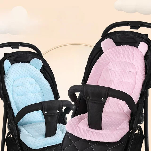 Doppelseitiges Babywagen Polster aus Baumwolle und Samt in Blau als universelles Sitzkissen für Kinderwagen und Buggys - Bild 1