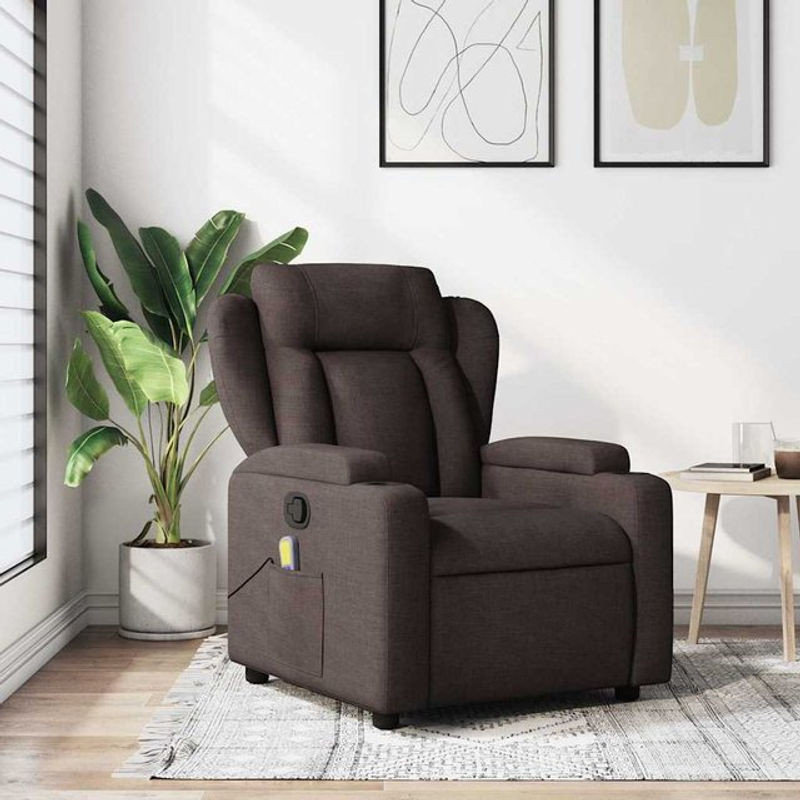 Vidaxl Klappbarer Massagesessel als Relaxsessel in Braun mit Stoffbezug - Bild 1