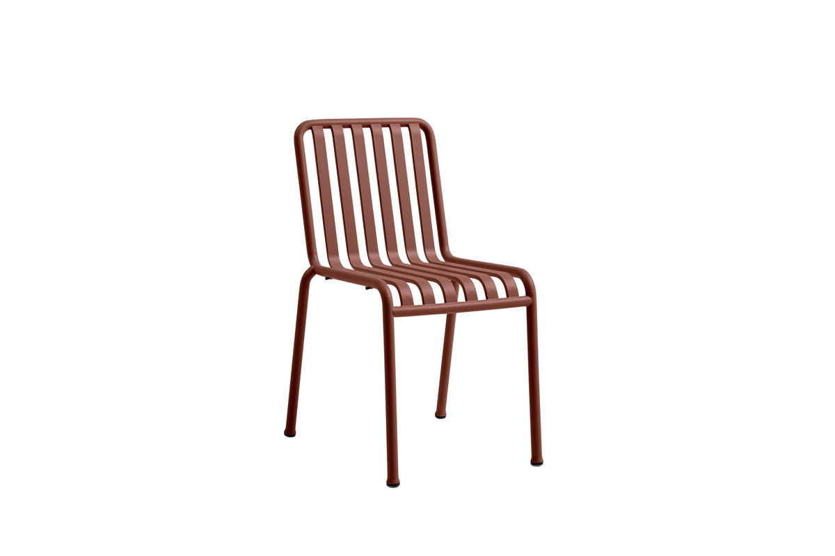 HAY Palissade Chair aus Stahl in Rot mit Streifenoptik und mattem Finish, stapelbar - Bild 2