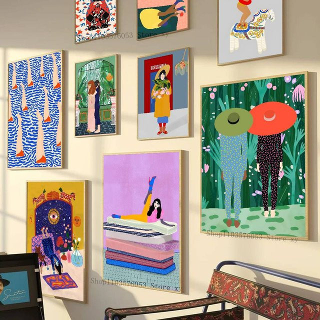 Abstrakte Kunst Poster mit Frau im Dschungel als Papierdruck für dein Wohnzimmer oder Schlafzimmer - Bild 1