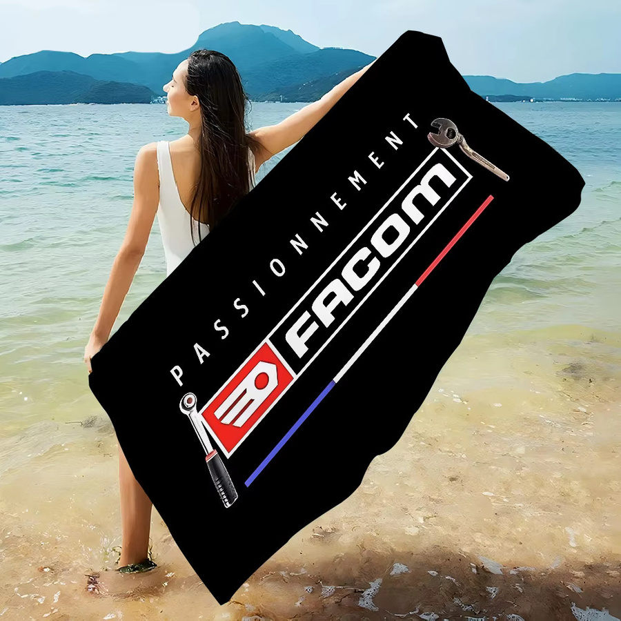 FACOM Logo Strandtuch für Kinder mit niedlichem Cartoon-Design, Saugfähiges Mikrofaser-Badetuch für Strand und Pool, Schwarz - Bild 5