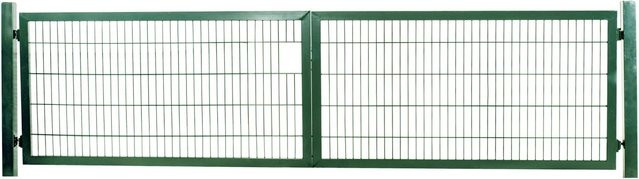 Gartentor Industrietor für Doppelstabzaun in Moosgrün mit PVC-Beschichtung, Breite: 300 cm, Höhe: 140 cm - Bild 1