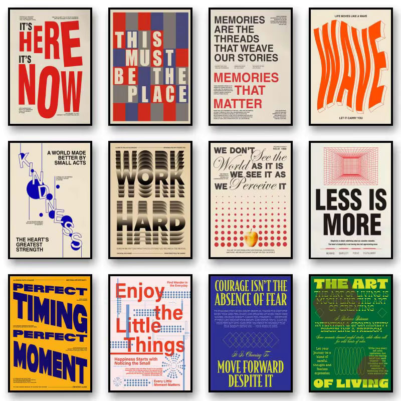 Minimalistisches Typografie-Kunstposter von Potdemiel als abstraktes Leinwandgemälde in Mehrfarbig, Hochformat und Rechteckig zur Wandmontage - Bild 4