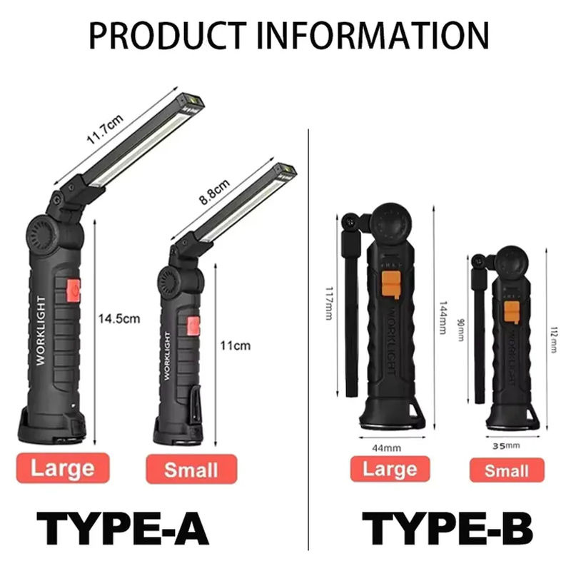 KDULIT USB wiederaufladbare LED Camping-Taschenlampe mit Magnet und Haken, wasserdichte Arbeitsleuchte in Schwarz mit 5 Beleuchtungsmodi - Bild 6