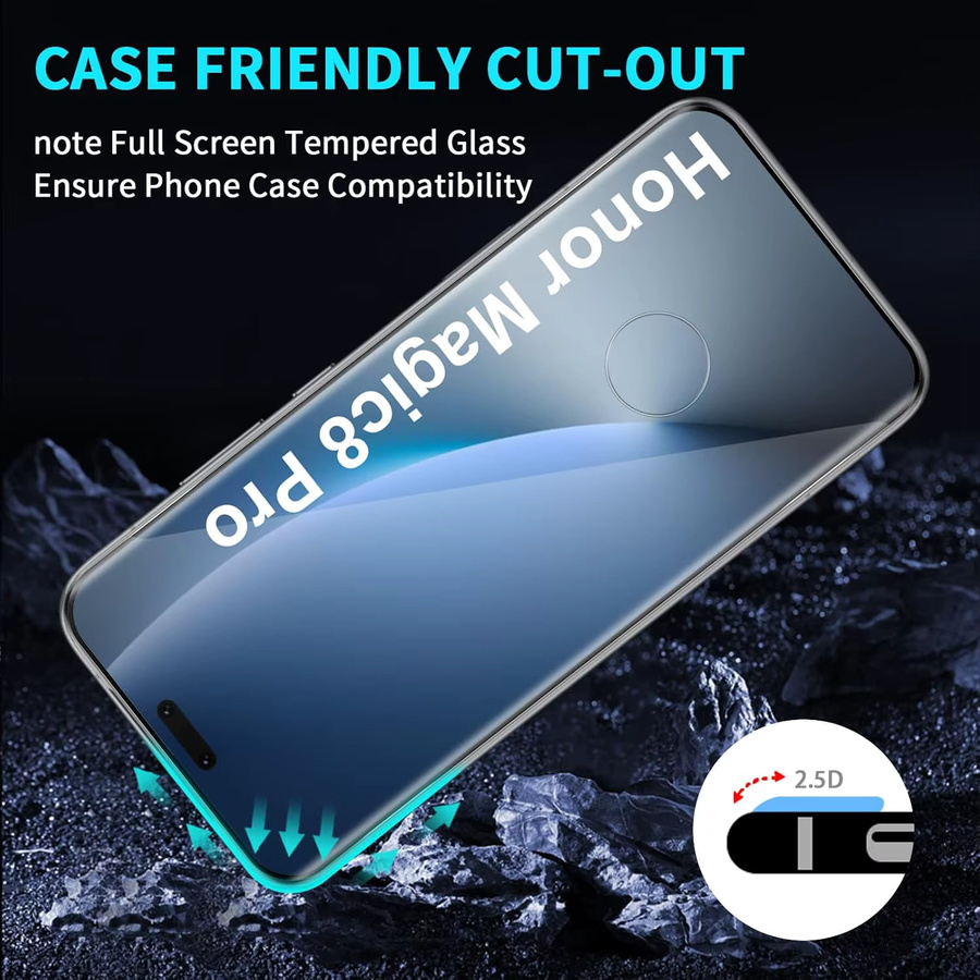 Honor Magic 8 Pro Displayschutzfolie aus 3D 9H gehärtetem Glas mit Kameraobjektivschutz, transparent - Bild 5