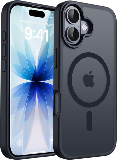Matte MagSafe Schutzhülle für Apple iPhone 17 Pro Max, 16 Pro, 15 Plus, 14, 13, 12, 11 in Schwarz - Bild 1