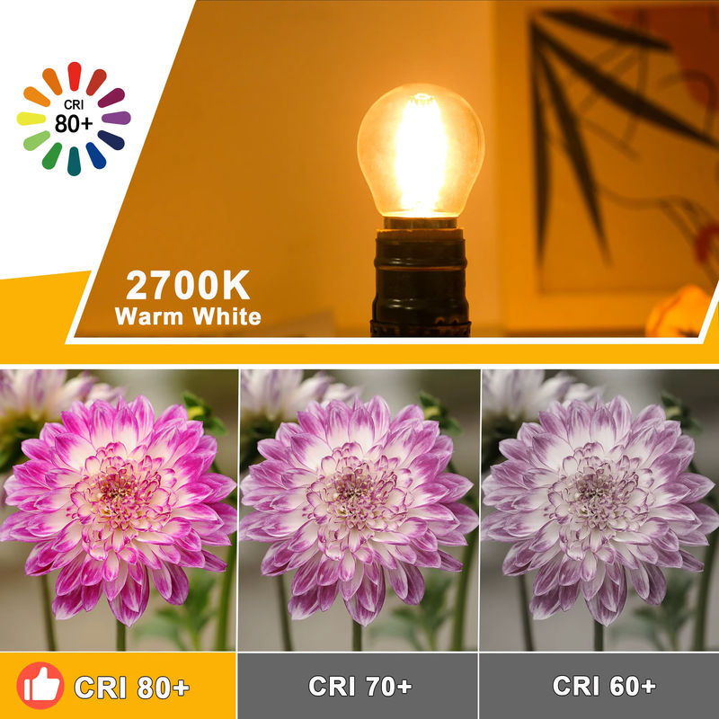 Genixgreen 6er-Pack G45 LED-Glühbirnen E27, Kugelform, warmweiß 2700K, dimmbar, transparent, 4W (entspricht 40W) - Bild 4
