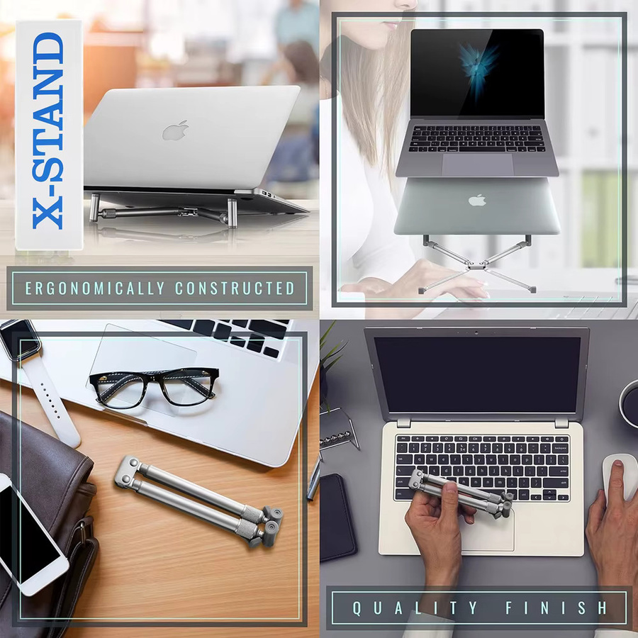 Xnyocn Laptop-Ständer aus Aluminium in Silber, faltbarer vertikaler Notebook-Ständer für MacBook Pro, MacBook Air, Tablet und Smartphone - Bild 2