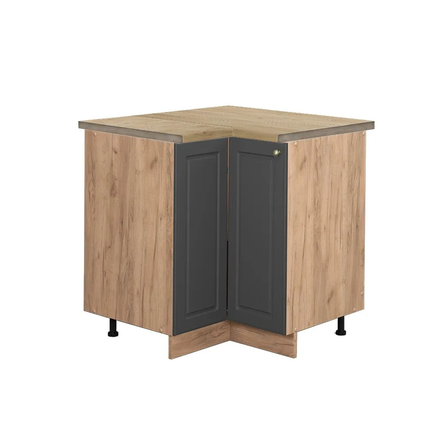 Vicco Eckunterschrank Fame-Line in Anthrazit-Gold und Eiche mit Soft-Close-Türen, B/T/H: 80,5 x 60,0 x 82,0 cm - Bild 2