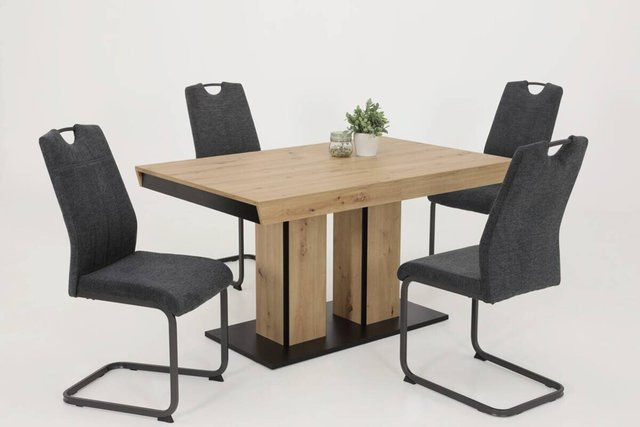 Essgruppe Hela Britta I in Eiche und Anthrazit mit ausziehbarem Tisch und Stühlen, B/H/T: 220 x 76 x 90 cm - Bild 2