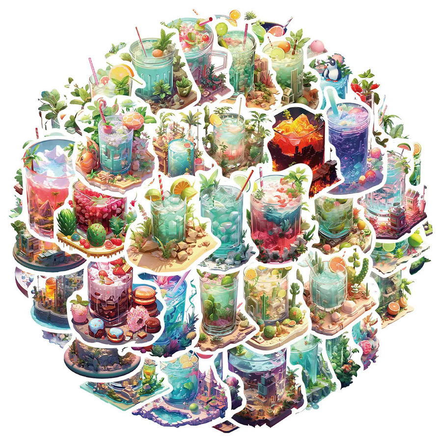 Rspctou Kunstgetränke Ästhetische Aufkleber, Niedliche Cartoon-Sticker, multicolor, 10-teiliges Set - Bild 2