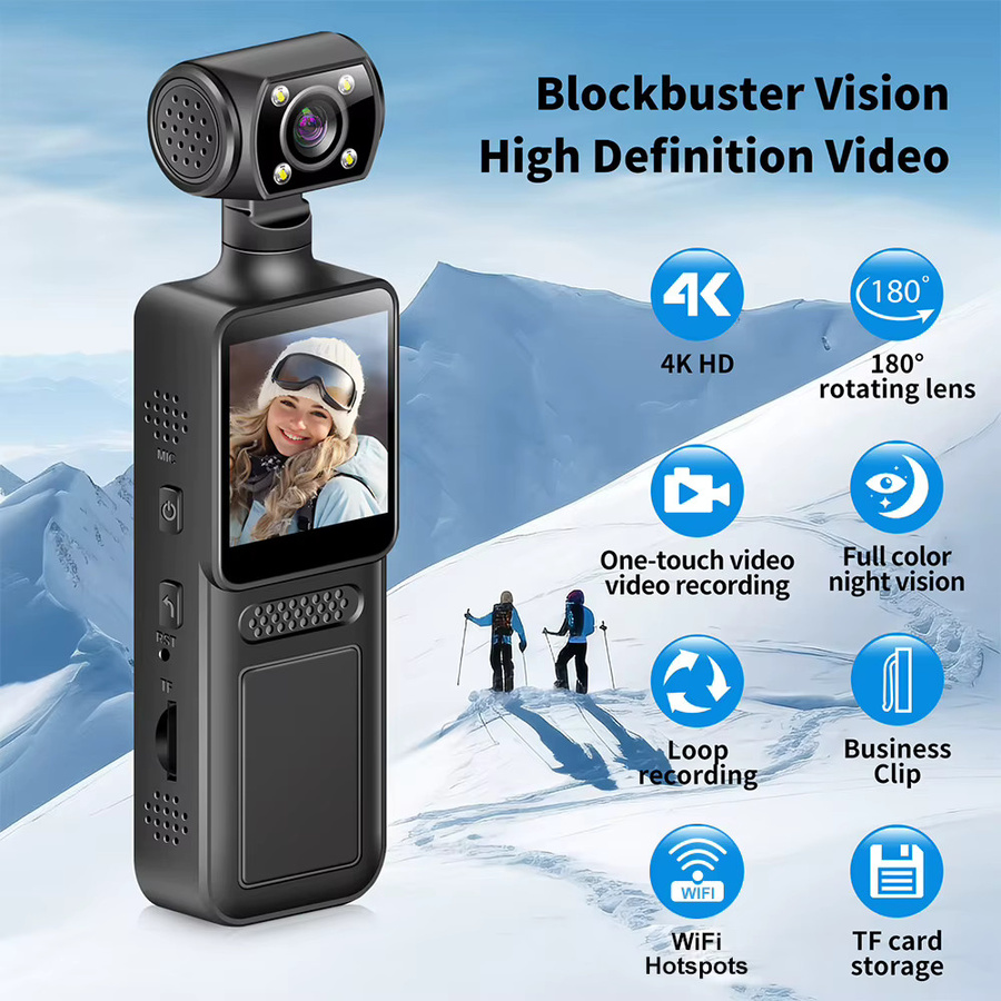 Occkic 4K Ultra HD Mini Action Kamera mit WiFi, 180 Grad drehbar und Nachtsicht, Schwarz - Bild 5