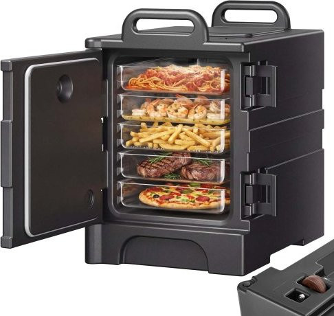 VEVOR Isolierter Speisenbehälterträger Warmhaltebox für Gastronomie, 75 l, Schwarz, stapelbar - Bild 1