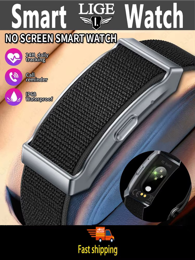 LIGE Smartwatch, Schwarz, Textil/NATO, Herren, Herzfrequenz, IP68 Wasserdicht - Bild 6