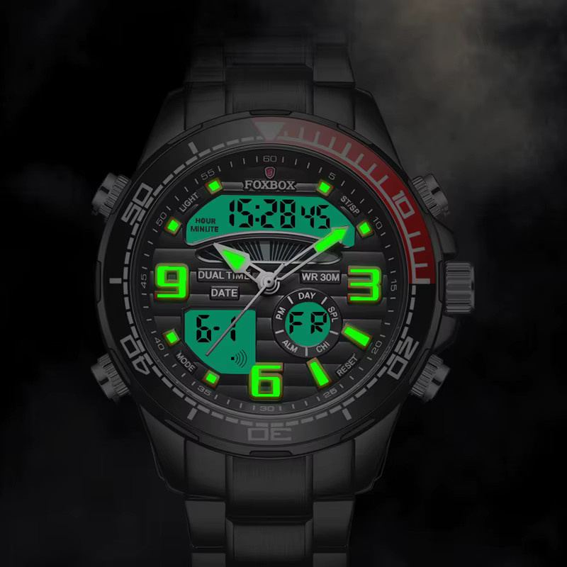 LIGE Armbanduhr, Quarz, Edelstahl, Schwarz, Herren - Bild 4