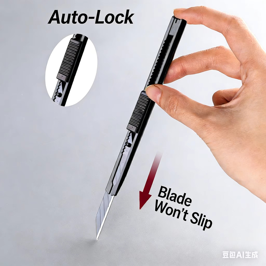 Deli Universalmesser aus Metall mit 9mm SK5 Kohlenstoffstahl-Klinge, Schwarz - Bild 5