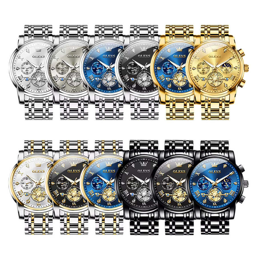 OLEVS Armbanduhr, Quarz, Edelstahl, 42 mm, Herren, Mondphase - Bild 5