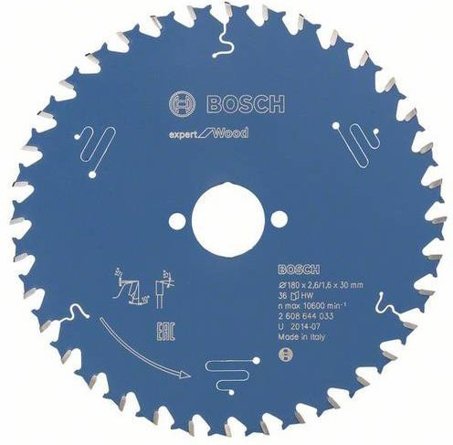 Bosch Expert for Wood Kreissägeblatt mit Carbide-Spitzen, Blau, Durchmesser: 180 mm, Bohrung: 18 mm, Zähneanzahl: 36 - Bild 1
