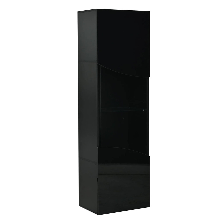 Merax Vitrinenschrank mit LED-Beleuchtung und Wellenoptik in Schwarz, B/T/H: 35 x 50 x 165 cm - Bild 2