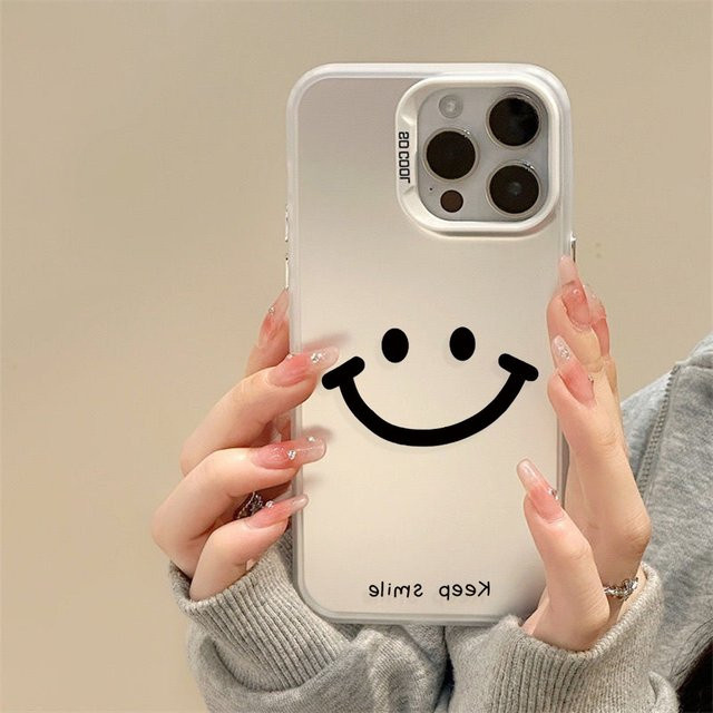 AKABEILA Luxus Keep Smile Handyhülle für iPhone 16 Pro Max, stoßfeste weiche TPU IMD Schutzhülle - Bild 1