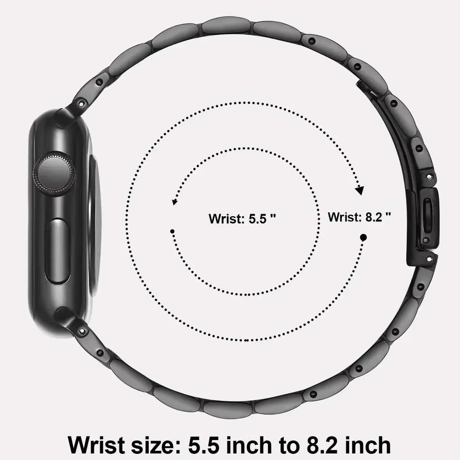 CAOWTAN Edelstahlarmband für Apple Watch Ultra, Series 11, 10, 9, 8, 7, 6, SE, 5, 4, 3 in Silber oder Schwarz - Bild 4