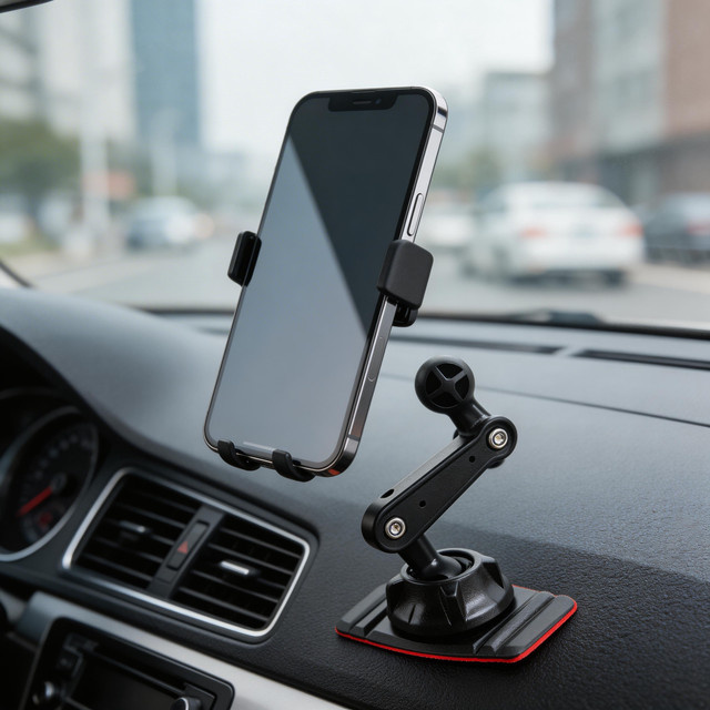 TEEQ Universelle 360 Grad drehbare Telefonhalterung für das Armaturenbrett mit 17mm Kugelkopf und starkem Klebstoff in Schwarz - Bild 1