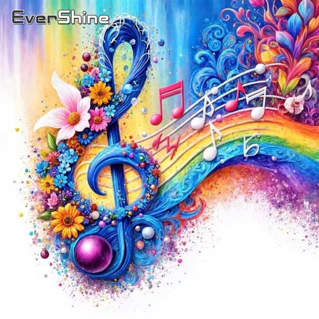 EverShine Musiknoten Regenbogen-Landschaft, Diamant-Stickerei, Bunt - Bild 1
