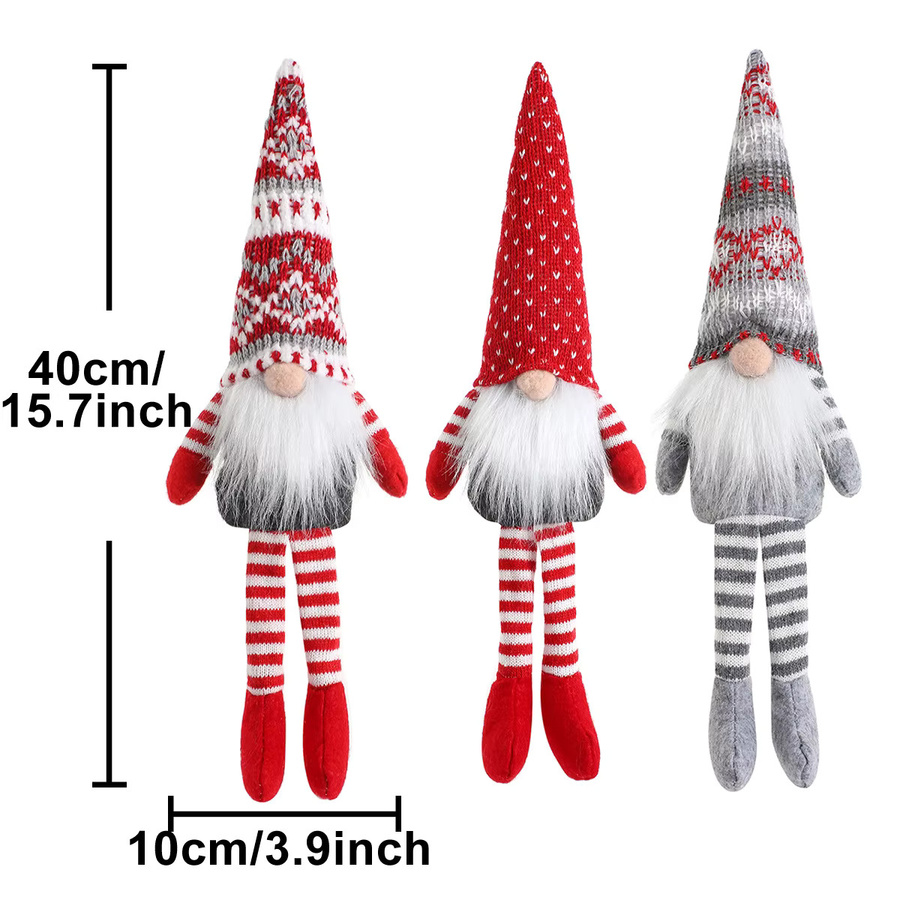 DUTRIEUX Weihnachtliche Dekofigur im skandinavischen Stil, Gesichtlose Santa-Puppe aus Plüsch in Rot mit Streifenmuster - Bild 2