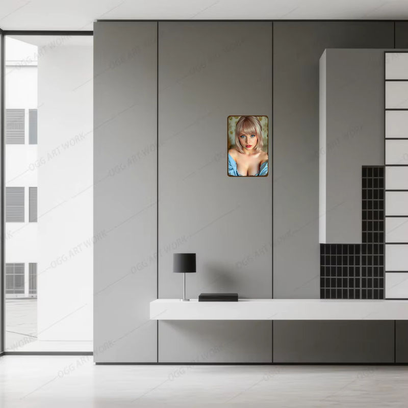 Gemmee 2D Metall-Wandkunst Blauäugige Blonde Frau Wanddekoration mehrfarbig B: 20,32 cm, H: 30,48 cm, T: 30,48 cm - Bild 5