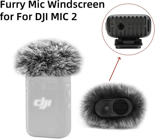 MovingMic Windschutzscheibe aus Fell für DJI MIC 2 Lavalier-Mikrofone in Schwarz - Bild 1