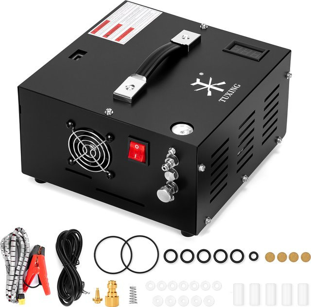 TUXING PCP Luftkompressor 4500Psi 300Bar 30MPa Elektrische Hochdruckpumpe in Schwarz mit eingebautem Transformator und einstellbarer Spannung für Luftgewehre und Tauchen - Bild 1