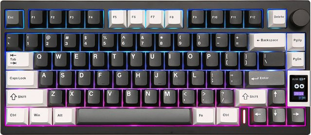 YUNZII AL80 Mechanische Gaming-Tastatur in Schwarz mit Aluminiumgehäuse, kabellose Bluetooth-Verbindung, Hot-Swap, QMK/VIA-Unterstützung und intelligentem LCD-Display mit Funktionsknopf - Bild 1
