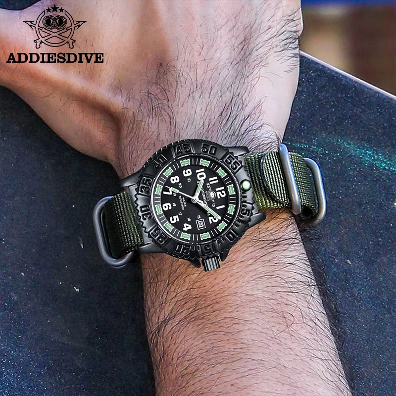 Addies Top Armbanduhr, Quarz, Edelstahl, Textil/NATO, Schwarz, Herren - Bild 4