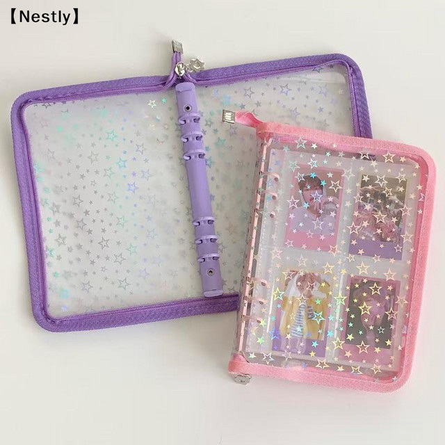 Nest Transparentes Idol-Fotoalbum A5 mit Laser-Stern-Effekt und Reißverschluss, Nachfüllbarer Organizer Sammelbuch in Multicolour - Bild 1