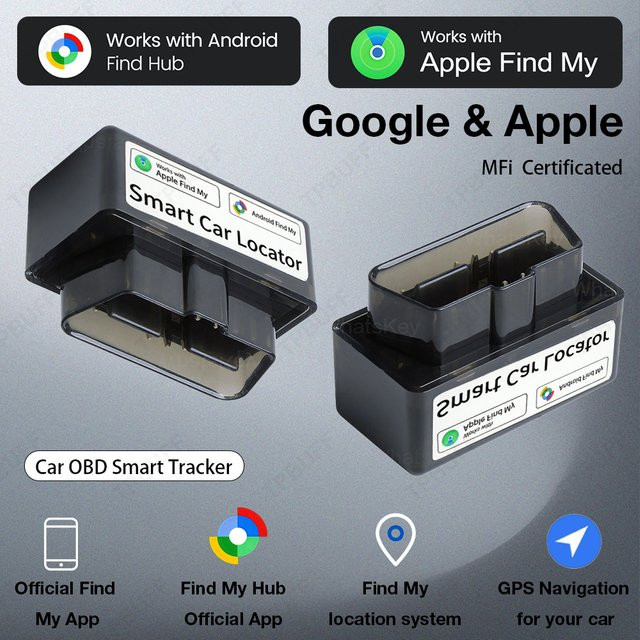 Peocke Mini GPS-Tracker für Autos mit OBD-Anschluss und Google Find My App für iOS und Android, Schwarz - Bild 1