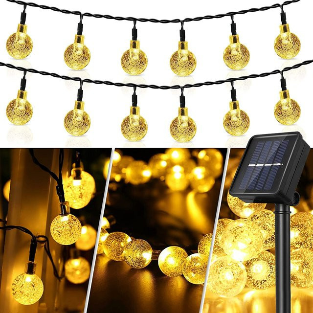 MALITAI Solar LED Kristallkugel Lichterkette mit 30 LEDs in Warmweiß für Garten, Hochzeit und Weihnachten, Wasserdicht - Bild 1