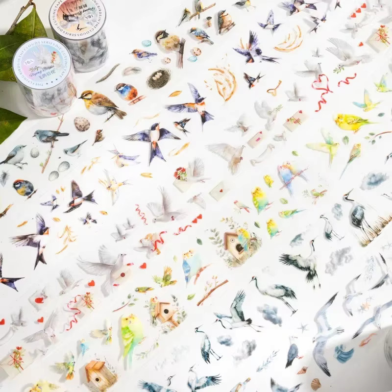 Leaffei Washi Tape Vögel in den Wolken PET-Hintergrundklebstoff, Multicolor, Breite: 4,5 cm, Länge: 2 m - Bild 2