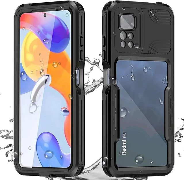 Wasserdichte IP68 Schutzhülle für Xiaomi Redmi Note 12 Pro 5G, Note 13 Pro 5G und Note 14 Pro in Transparent oder Schwarz, Staubdichte Anti-Fall Crystal Case - Bild 1