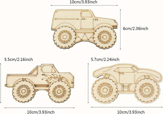 WTEMPO DIY-Monstertruck-Bastelset, 21-teiliges Set, Holz, beige - Bild 1