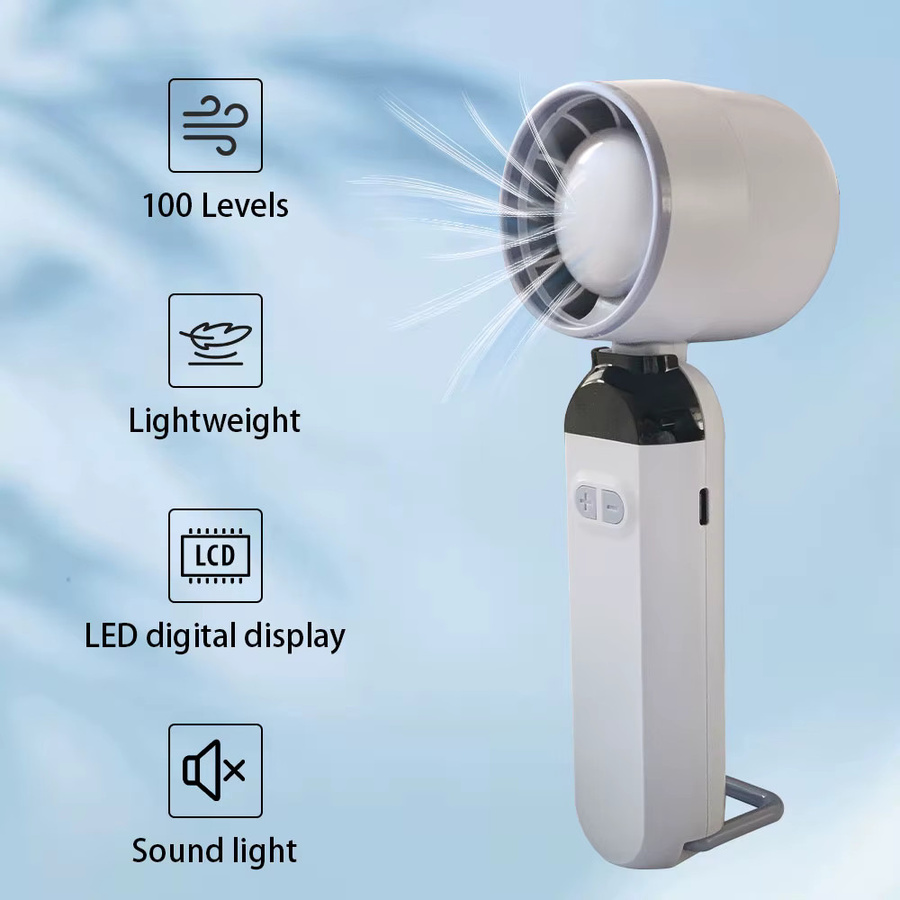 JIHUAN Mini USB-Klappventilator mit Digitalanzeige, wiederaufladbar, Blau - Bild 2
