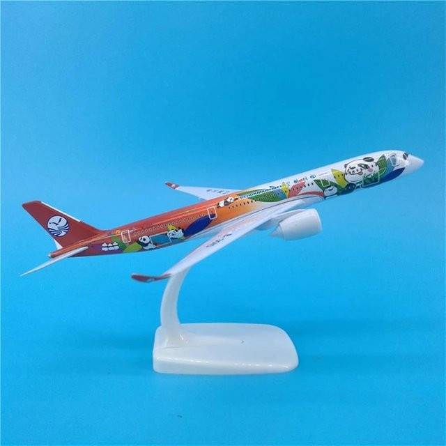 ZOCO Airbus A350 Flugzeugmodell, Sichuan Airlines Panda Malerei, Metall, 20cm - Bild 1