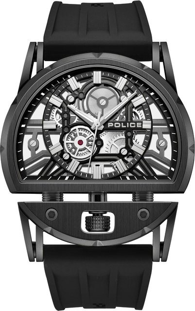 Police Herrenuhr, Quarz, Edelstahl, 46 mm, Silikon, Schwarz, 5 ATM - Bild 1