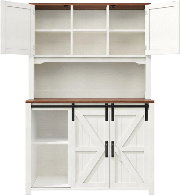 okwish Küchenschrank mit Schiebetüren und LED-Beleuchtung in Weiß, B/T/H: 115 x 40 x 174,7 cm - Bild 1