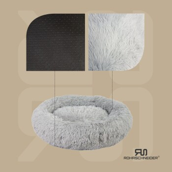 Rohrschneider Hundebett Donut in Grau mit erhöhtem Rand und rutschfester Unterseite, Größe L - Bild 2