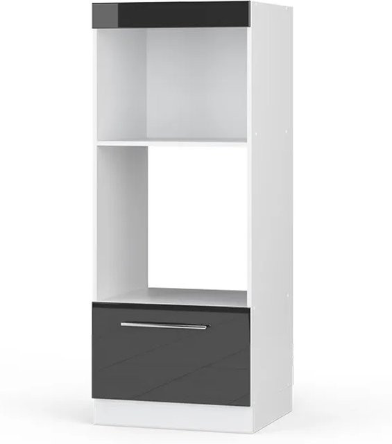Vicco Mikrowellenschrank Fame-Line in Anthrazit Hochglanz und Weiß, Breite: 60 cm, Höhe: 153 cm, Tiefe: 44,53 cm - Bild 1